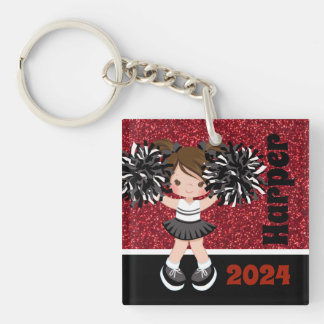Porte - clé Cheerleader noir et rouge personnalisé