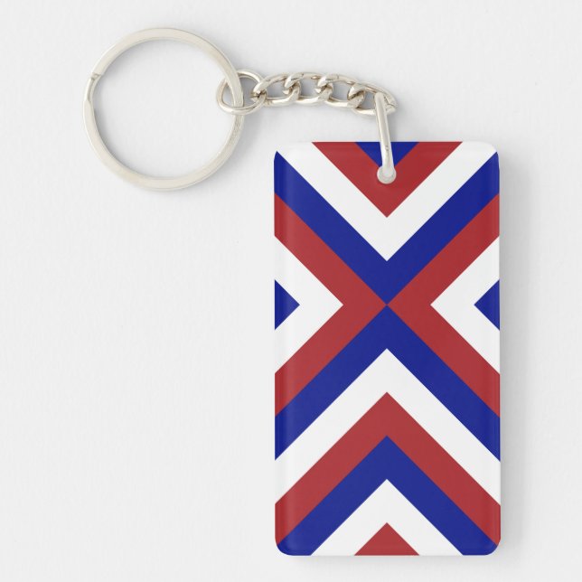 Porte - clé Chevrons rouge, blanc et bleu (Devant)