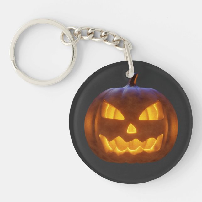 Porte - clé Citrouille d'Halloween en colère (Devant)