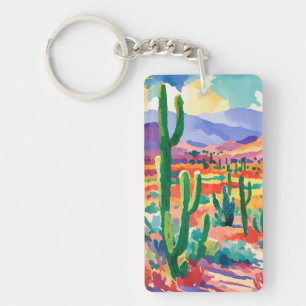 Porte - clé coloré Cactus