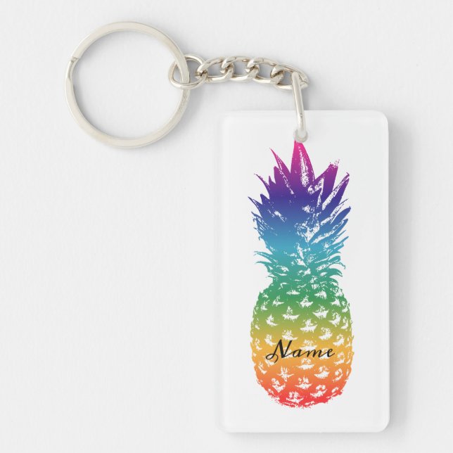 Porte - clé couleur ananas avec nom personnalisé (Devant)