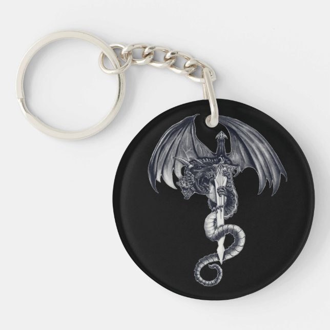 Porte - clé d'acrylique de dragon et d'épée (Devant)