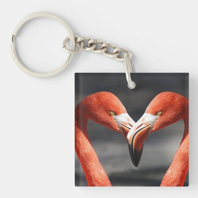 Porte - clé d'amour Flamant rose rose (Devant)