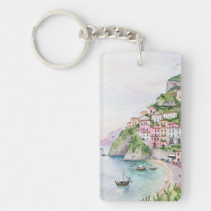 Porte - clé d'aquarelle de la côte d'Amalfi