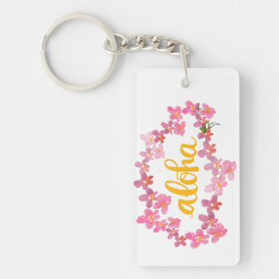 Porte - clé d'aquarelle de Lei d'orchidée Aloha