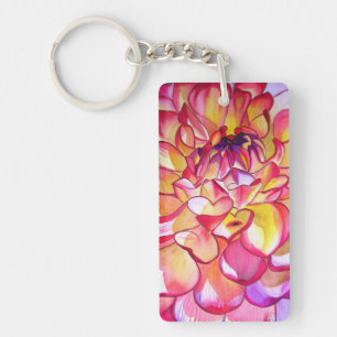 Porte - clé d'art fin rose Dahlia