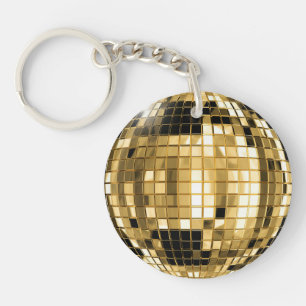 Porte - clé de boule de disco d'or de partie