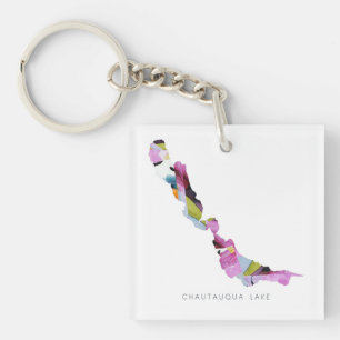Porte - clé de carte du lac Chautauqua Silhouette