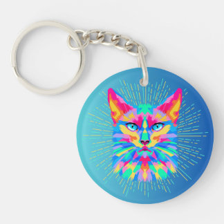 Porte - clé de chats psychédélique Fob
