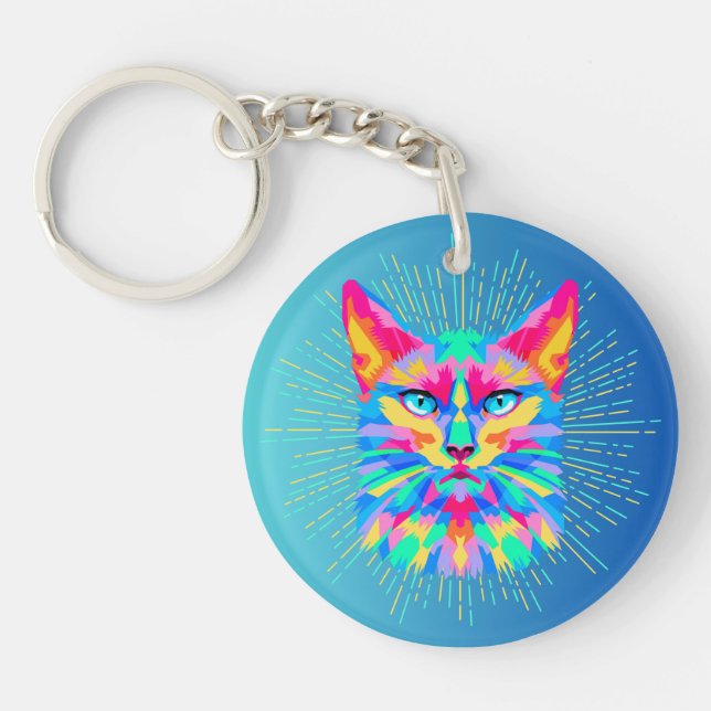 Porte - clé de chats psychédélique Fob (Devant)