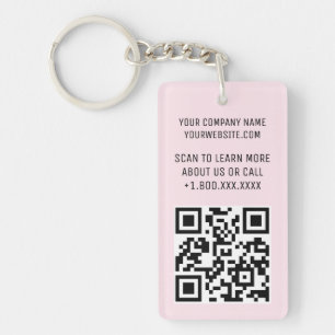 Porte - clé de code QR en acrylique rose avec rect