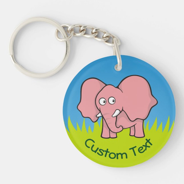 Porte - clé de dessin animé rose éléphant (Devant)