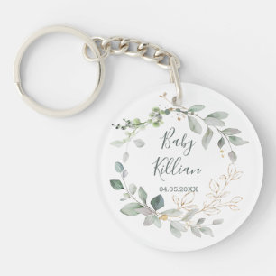 Porte - clé de Faire-part pour bébé Green & Gold