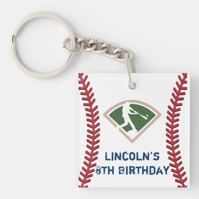 Porte - clé de fête d'anniversaire de baseball per (Devant)