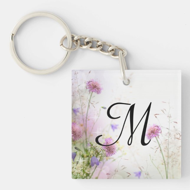 Porte - clé de fleurs sauvages de lavande (Devant)