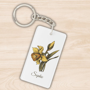 Porte - clé de jonquille personnalisée de la fleur