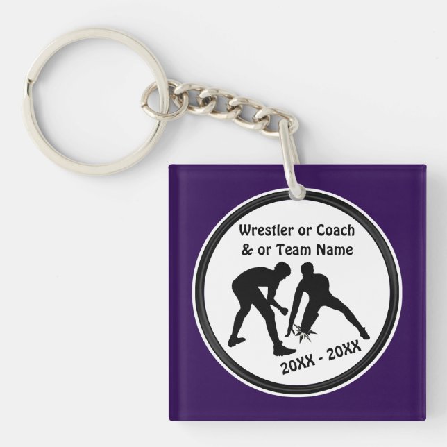 Porte - clé de lutte personnalisé violet et blanc (Devant)