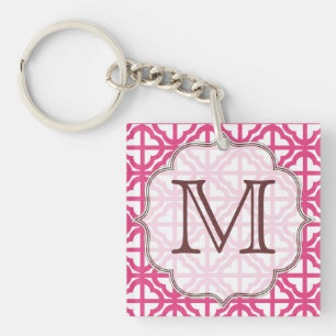 Porte - clé de monogramme à quartz rose chaud