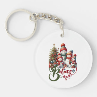 Porte - clé de Noël avec bonhomme de neige Croire