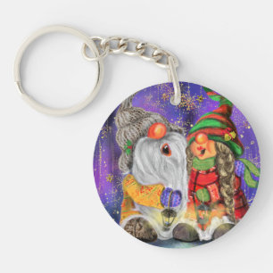 Porte - clé de Noël Couple Gnomes