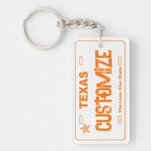 Porte - clé de plaque d'immatriculation orange Tex