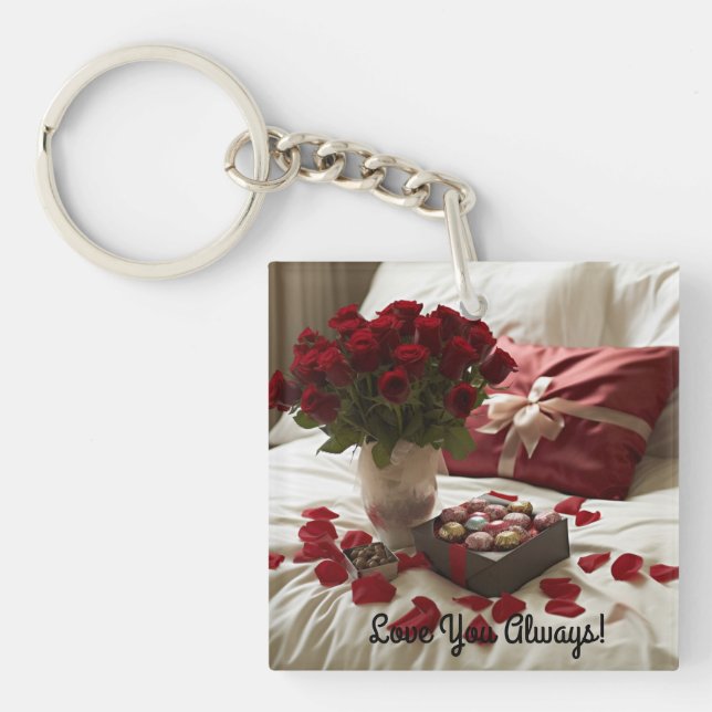 Porte - clé de rose de conception personnalisé (Devant)