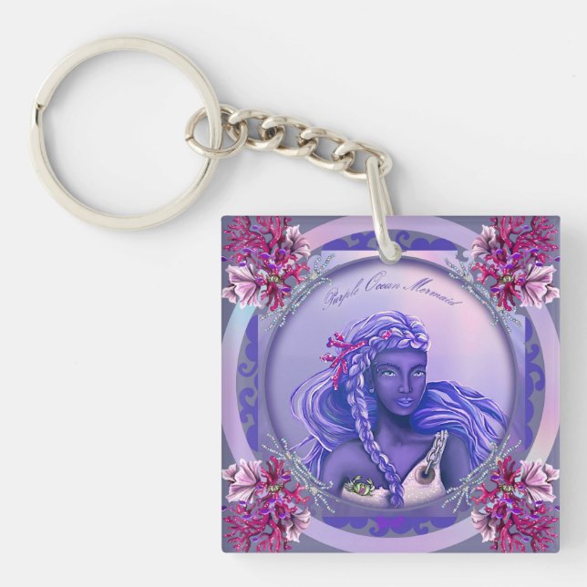 Porte - clé de sirène violet (Devant)