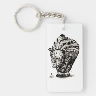 Porte - clé de tribal de motif de rhinocéros et