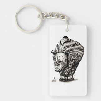 Porte - clé de tribal de motif de rhinocéros et de