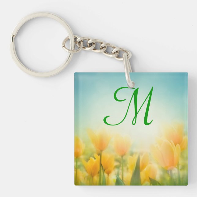 Porte - clé de tulipes jaunes baisées Sun (Devant)