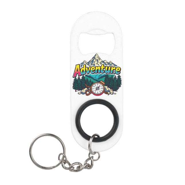 Porte-clé Décapsuleur Adventure Mountain – Outdoor Hiking Nature Design  (Devant)