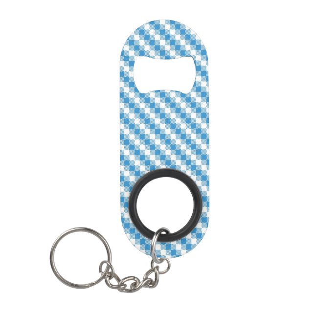 Porte-clé Décapsuleur arrière - plan Bleu-blanc de carrés (Devant)