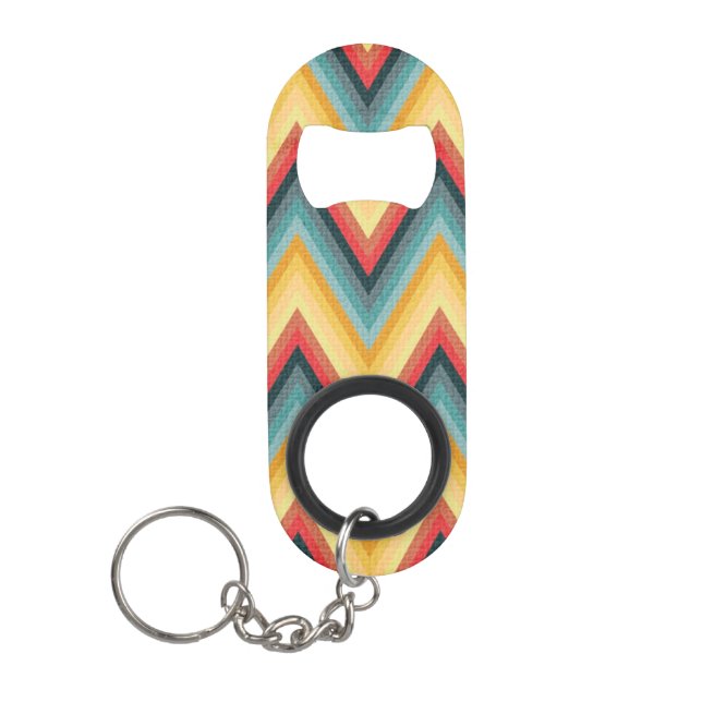 Porte-clé Décapsuleur Arrière - plan rayé 2 de zigzag (Devant)