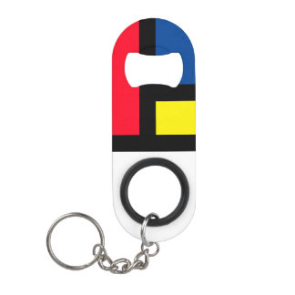 Porte-clé Décapsuleur Art abstrait moderne coloré groovy de style Mondri