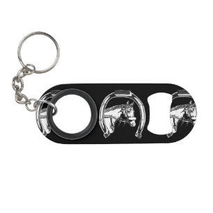 Porte-clé Décapsuleur Art d'éraflure de cheval et de fer à cheval