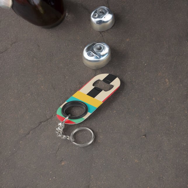 Porte-clé Décapsuleur Bandes verticales horizontales multicolores (Bottle Openers )
