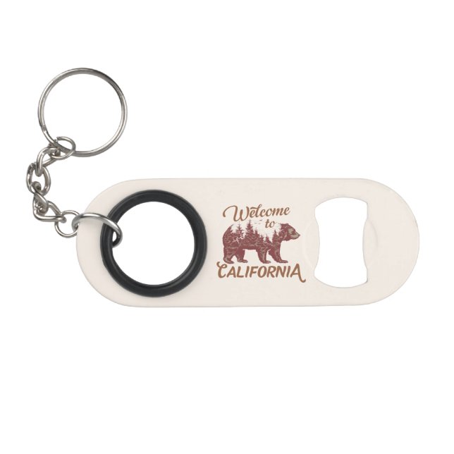 Porte-clé Décapsuleur Bienvenue à California Bear Forest (Devant (Horizontal))