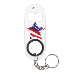 Porte-clé Décapsuleur Bleu blanc rouge de drapeau militaire de vétéran