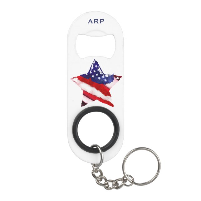 Porte-clé Décapsuleur Bleu blanc rouge de drapeau militaire de vétéran (Dos)