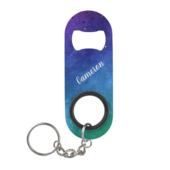 Porte-clé Décapsuleur Blue Galaxy Celestial Stars Space Art Personnalisé (Devant)