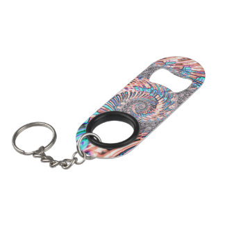 Porte-clé Décapsuleur Boho Pastel Pink and Blue Spiral Abstract Fractal