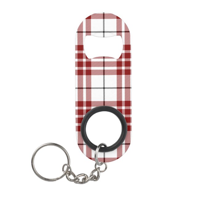 Porte-clé Décapsuleur Buchanan tartan rouge blanc plaid (Devant)