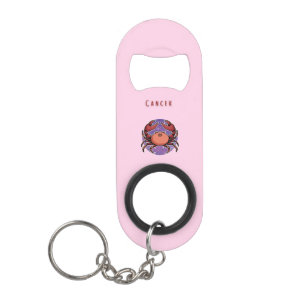 Porte-clé Décapsuleur Cancer rose, zodiaque, impression signe du zodiaqu
