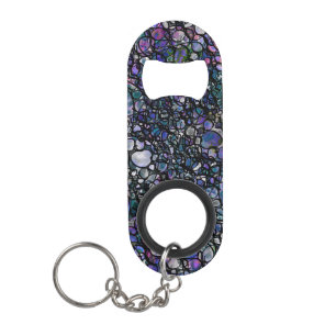 Porte-clé Décapsuleur Cercles Abstraits dessinés à la main, Bleu, Violet