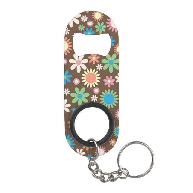Porte-clé Décapsuleur Cute Flower Power Pattern Brown (Dos)