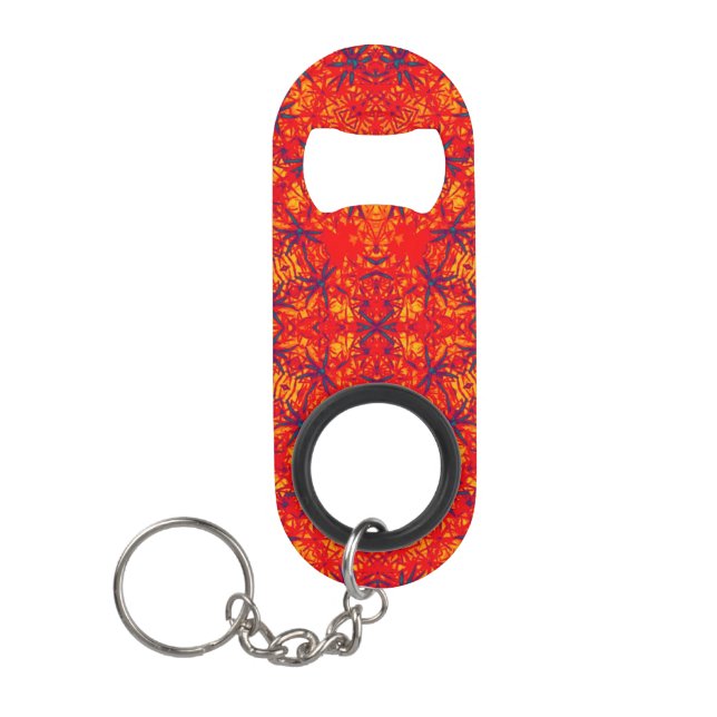 Porte-clé Décapsuleur ~ Design orange jaune bleu ~ Original ~ (Devant)