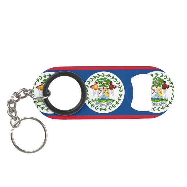 Porte-clé Décapsuleur Drapeau de Belize (Dos Horizontal)