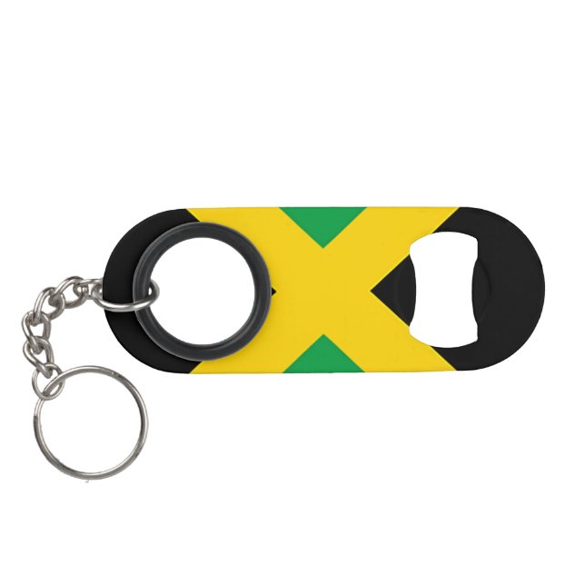 Porte-clé Décapsuleur Drapeau de la Jamaïque (Dos Horizontal)