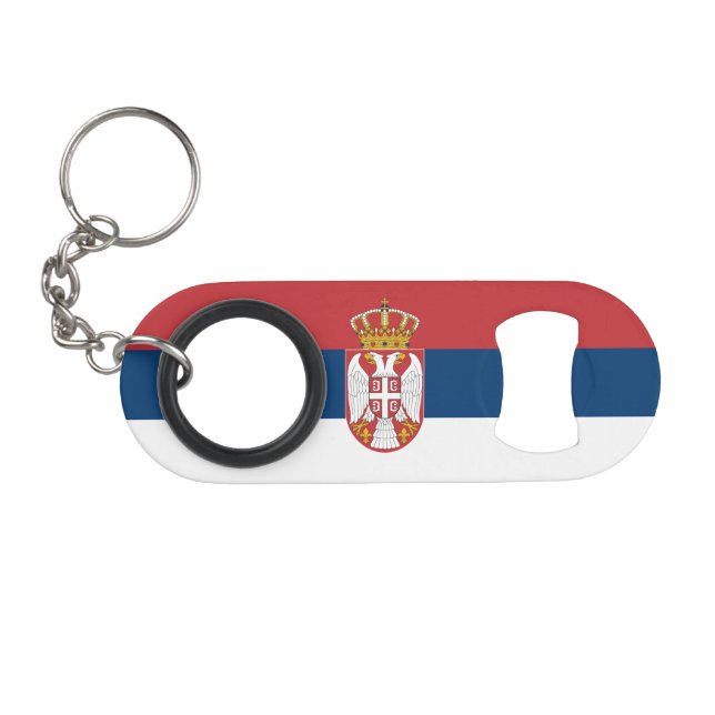 Porte-clé Décapsuleur Drapeau de la Serbie (Devant (Horizontal))