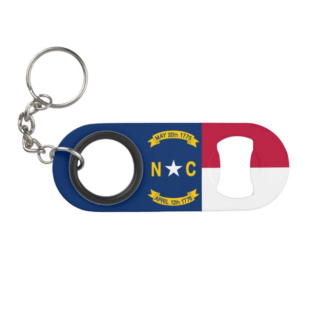 Porte-clé Décapsuleur Drapeau de l'État de Caroline du Nord (Devant (Horizontal))